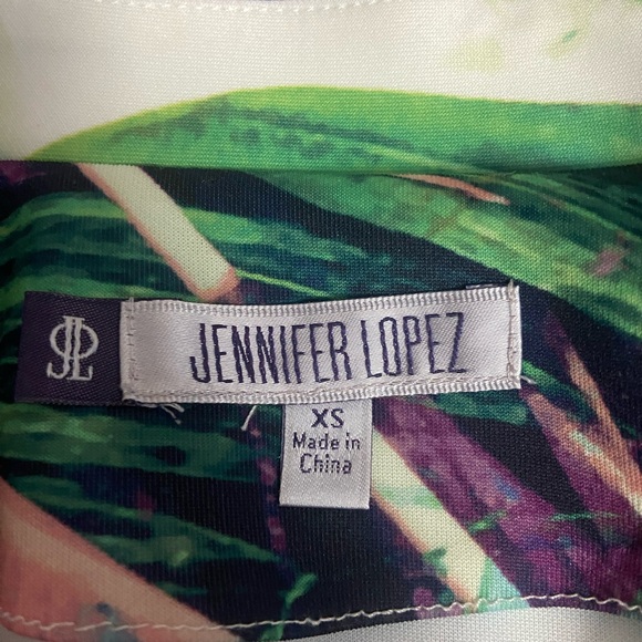 Jennifer Lopez Sz XS Green, Pink, White Palm Leaf Design Women’s Jacket - Picture 3 of 8